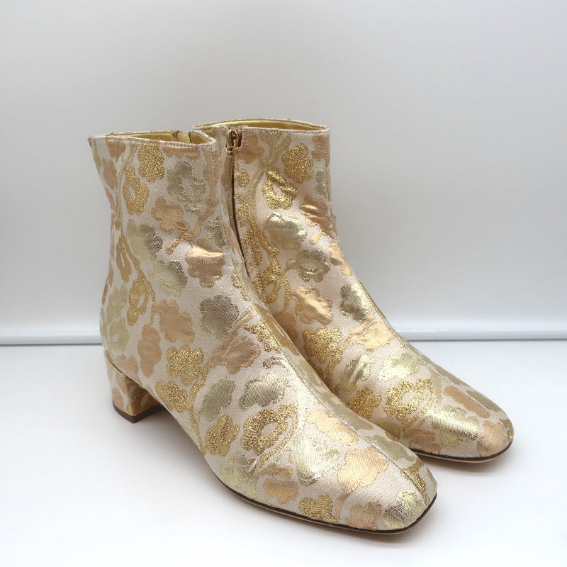 Dolce & Gabbana Ankle Boots Gold Metallic Brocade Size 39 Low Heel Booties NEW product image 1, provided for visual