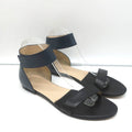 Chloe Ankle Strap Sandals Taffy Black/Blue Bicolor Leather Size 39 Open Toe Flat product image 1, provided for visual