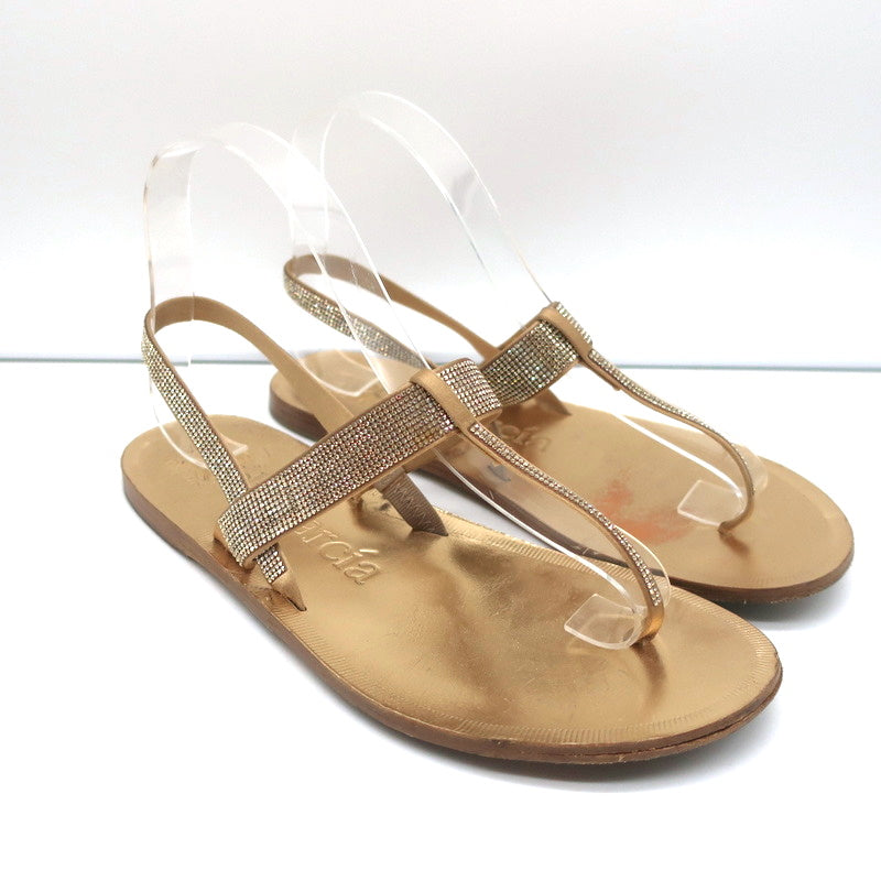 Pedro Garcia Crystal Thong Sandals Zulmar Gold Satin Size 38 Slingback Flats product image 1, provided for visual reference